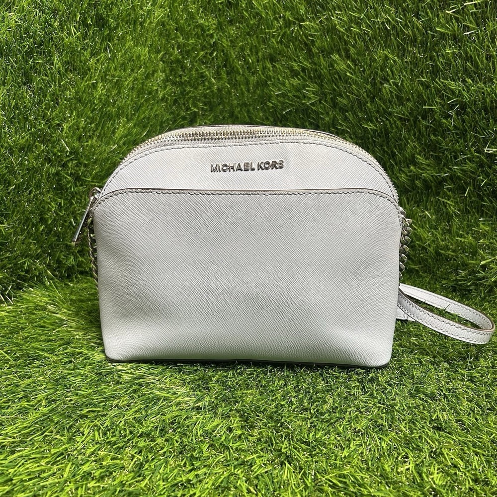 Michael Kors Cindy Dome Crossbody Bag Saffiano Leather LightBlue Silver Hardware - Picture 3 of 10